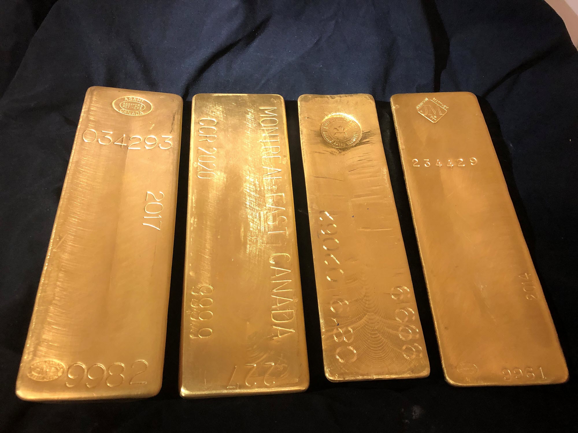 4 gold assorted bars
